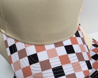 Custom Embroidered Checkered Hat | Fun Neutral Pallete SnapBack Cap