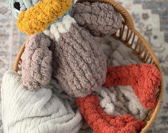 Chunky Knit Mallard Duck Plush | Handmade Stuffed Animal | Farm Nursery Decor | Duck Lover Gift