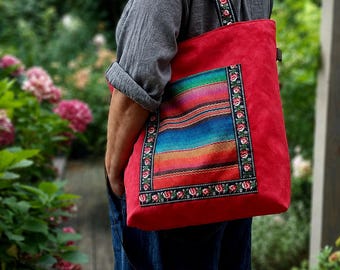 Large colorful bag for everyday use, Spacious and comfortable tote, Artistic accessory for women, Gift for her
