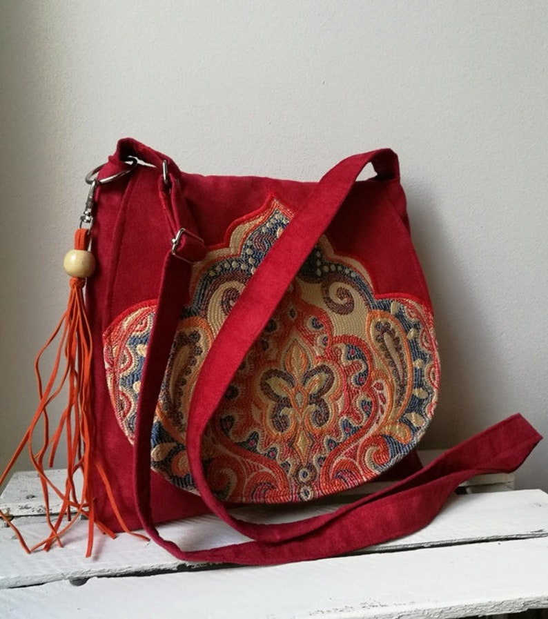 red boho bag