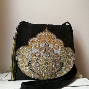 Orientalische Tasche für Frauen Boho Umhängetasche Einzigartige Geschenkidee Crossbody Geldbörse Aller Tag Tragetasche Vegan mittelgroße Tasche Ethische Mode