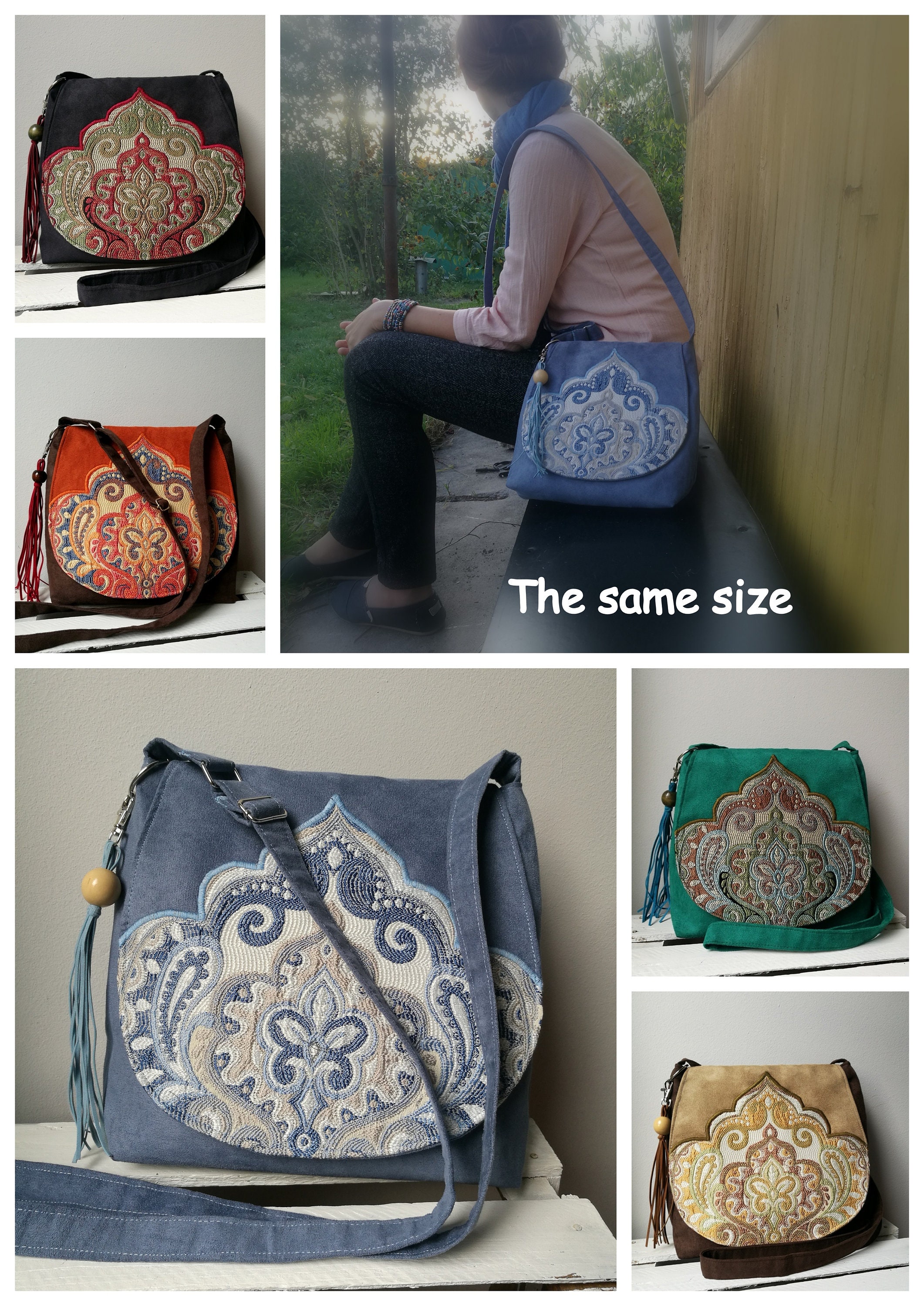 Black oriental bag Vegan boho bag Boho messenger bag Hippie Etsy