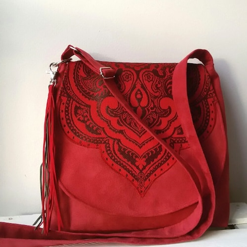 Red Bohemian Crossbody Bag Oriental Bag Evening Oriental Purse Etsy
