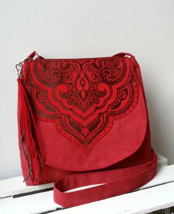 Red Bohemian Crossbody Bag Oriental Bag Evening Oriental Purse Etsy