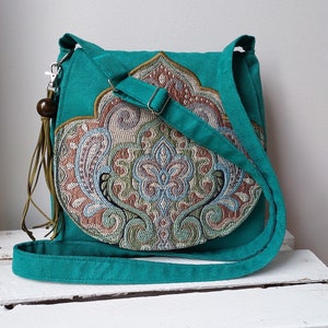 Boho Umhängetasche Vegan Messenger Bags Orientalische Tasche Hippietasche Sling Crossbody Bag Mittelgroße Tasche Festival Tasche Weihnachten Geschenkidee