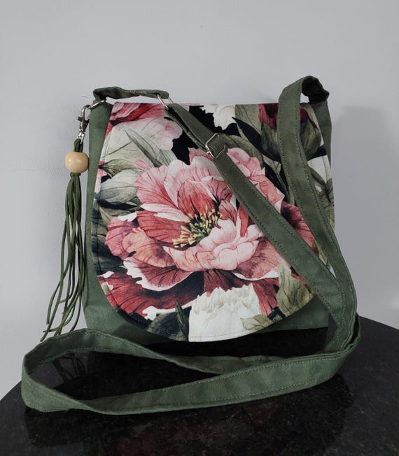 Medium Sized Crossbody Bag, Floral Pattern Bag, Unique  display picture 2