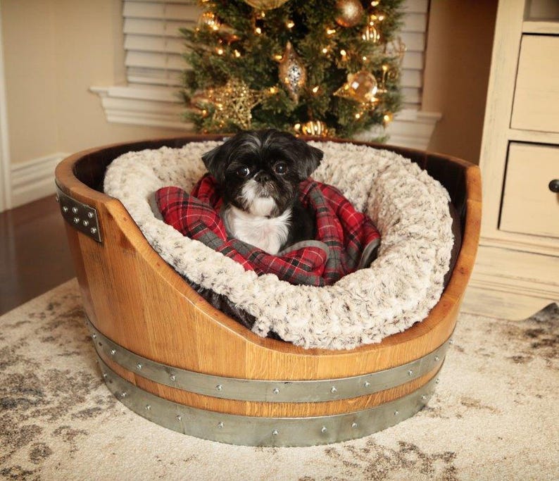 Wine Barrel Dog Bed for dogs up to 50 Pounds Etsy