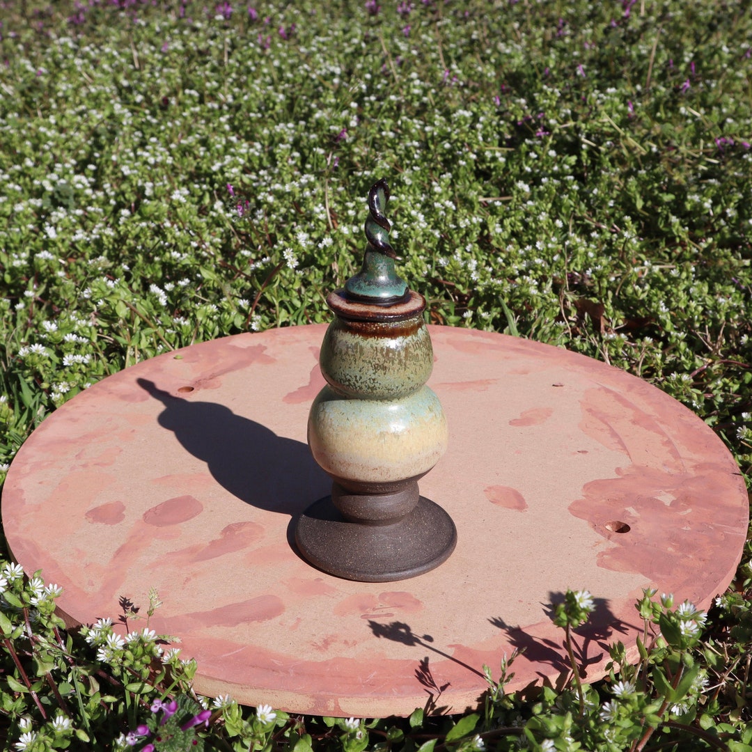 Decorative Ceramic Vessel Hand Glazed Ceramic Perfume Bottle Nutmeg and Patina Glazed Handmade