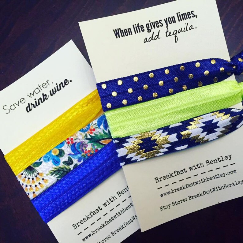 Pretty Elastic Hair Tie Set 3 pack // Elastic Hair Ties // Etsy