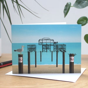 The Swimmer, Brighton West Pier greetings card