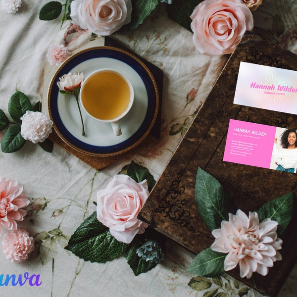 Contemporary Romance Author Business Card | Digital Business Card | Author Marketing | Writer Business Card | Canva Template