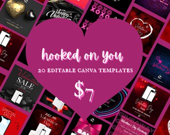 Valentine's Day Social Media Templates: Author Promo (Canva File)