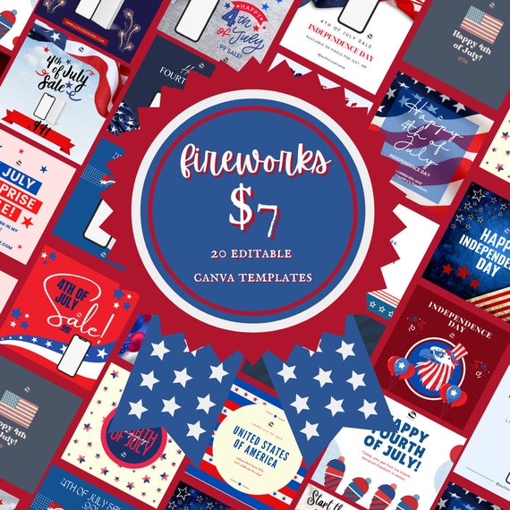 Fourth of July Templates Canva Templates Holiday Canva Etsy