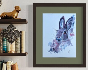 Rough rabbit - handmade watercolour painting