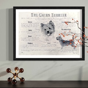 Antique styled dog breed poster - The Cairn Terrier poster -  Vintage Cairn Terrier Poster
