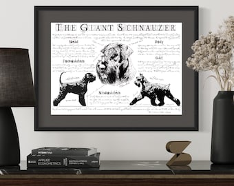 Giant Schnauzer breed poster - Antique styled dog breed chart - Giant Schnauzer conformation - Giant Schnauzer print - Giant Schnauzer gift