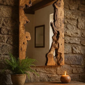 Modern Wall Mirror - Wooden Live Edge Mirror