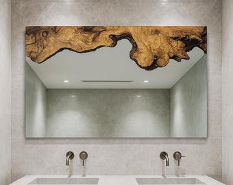 Modern Vanity Mirror, Bathroom Live Edge Mirror