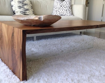 Wood Coffee Table - Floating and rustic design with live edge