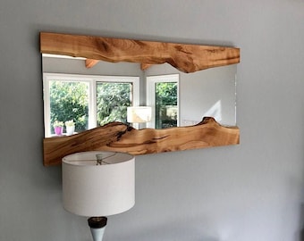 Moderner Wandspiegel – Live-Edge-Spiegel aus Holz