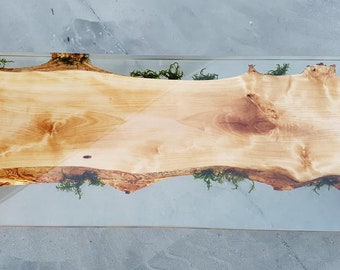 Console table - resin table with moss - hall table