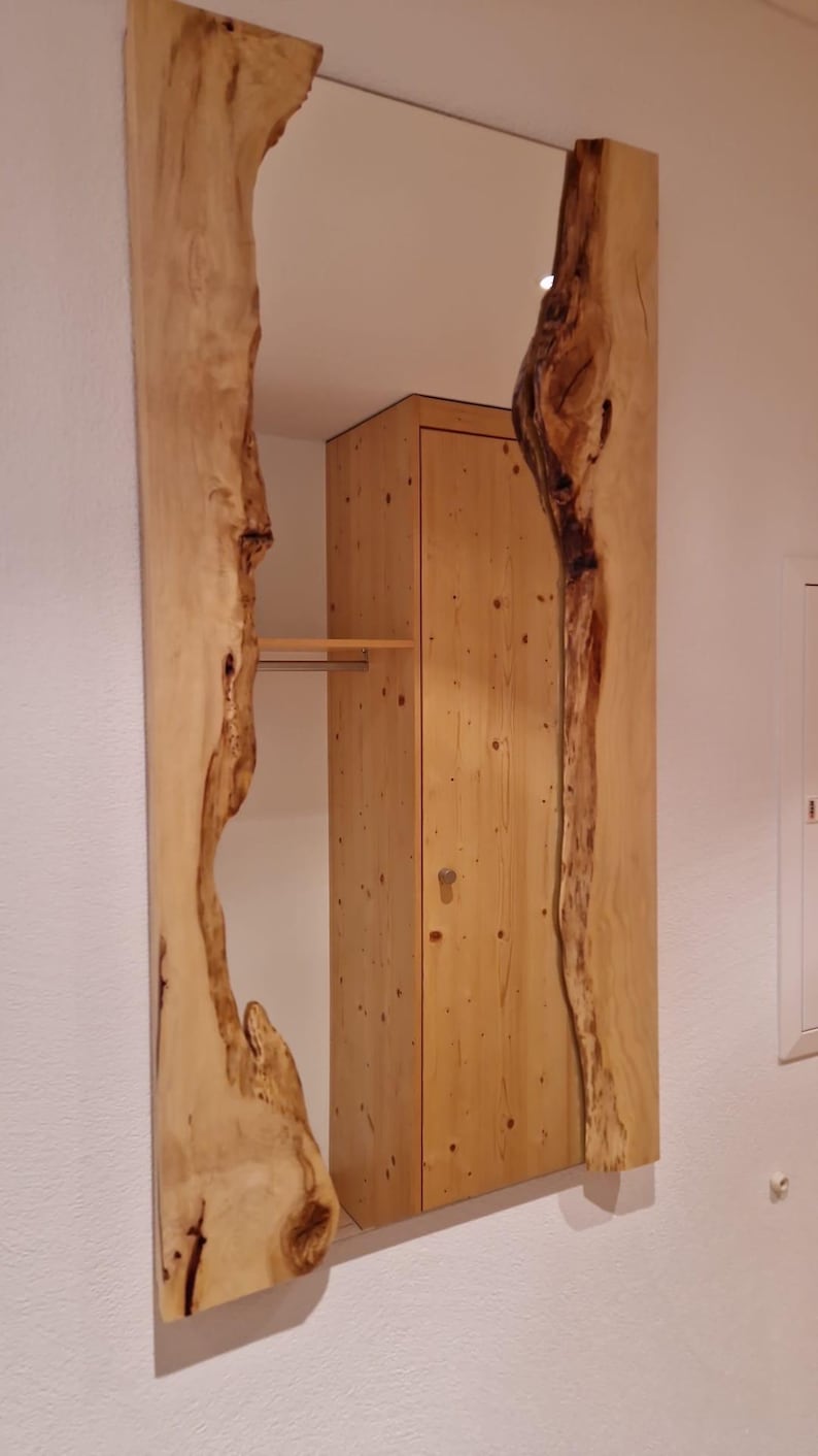 Espejo de pared moderno - Espejo de madera con borde natural imagen 9