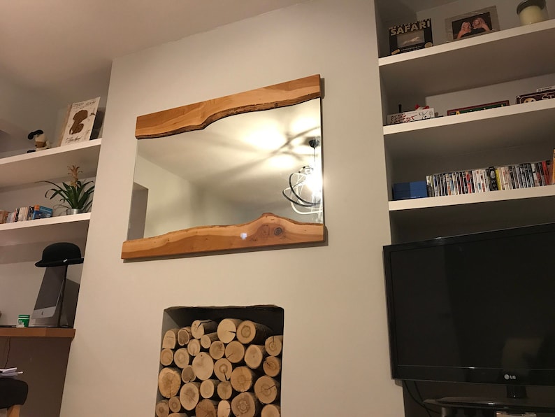 Espejo de pared moderno - Espejo de madera con borde natural imagen 6