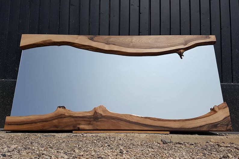 Espejo de pared moderno - Espejo de madera con borde natural imagen 7