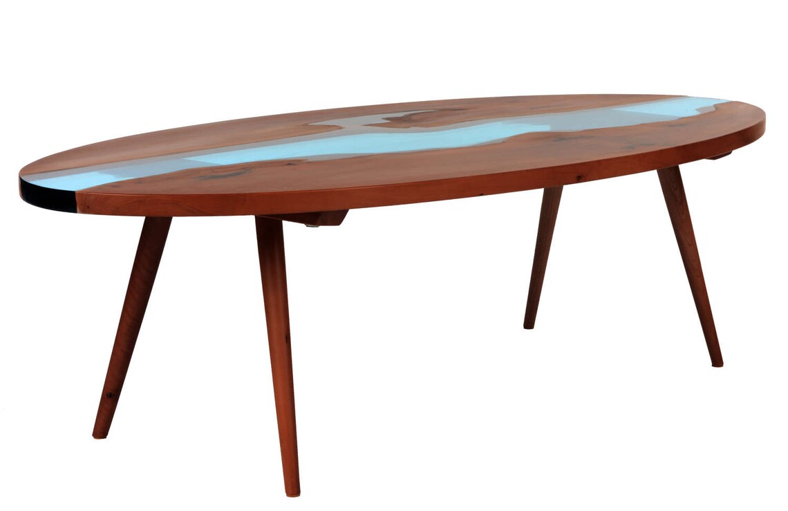 Modern Coffee Table Live Edge Coffee Table With Blue Resin Etsy UK