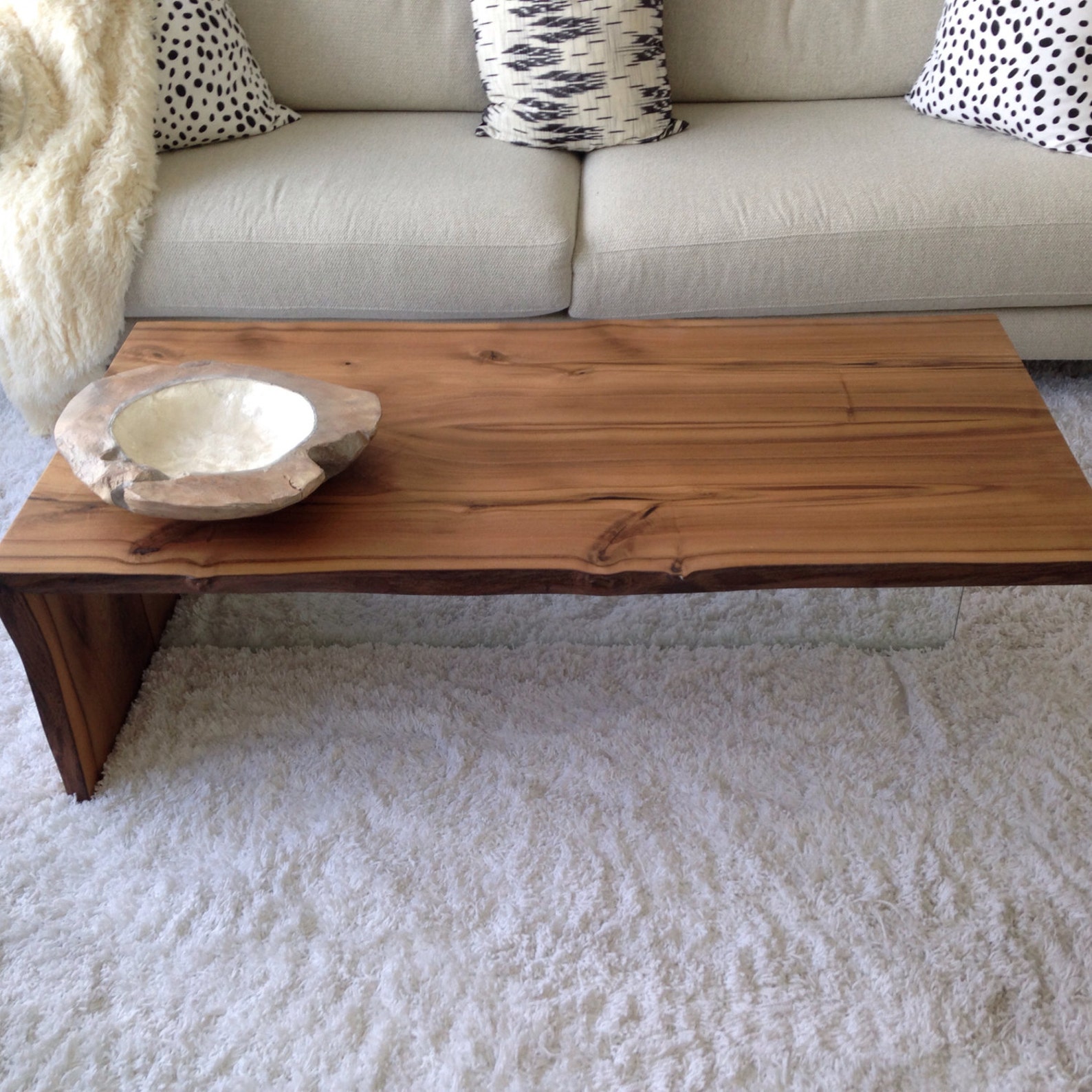 Wood Coffee Table Floating and Rustic Design With Live Edge Etsy