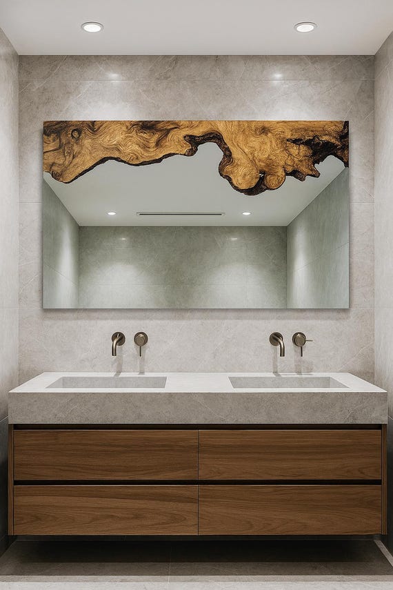 Modern Vanity Mirror, Bathroom Live Edge Mirror