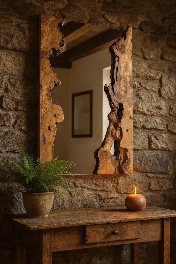 Moderner Wandspiegel - Holz Live Edge Spiegel