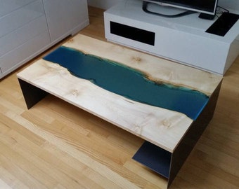 Live Edge River Coffee Table, Shabby Chic Modern Design