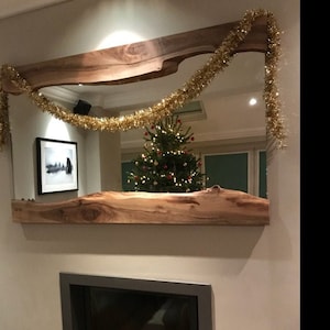 Espejo de pared moderno - Espejo de madera con borde natural imagen 8