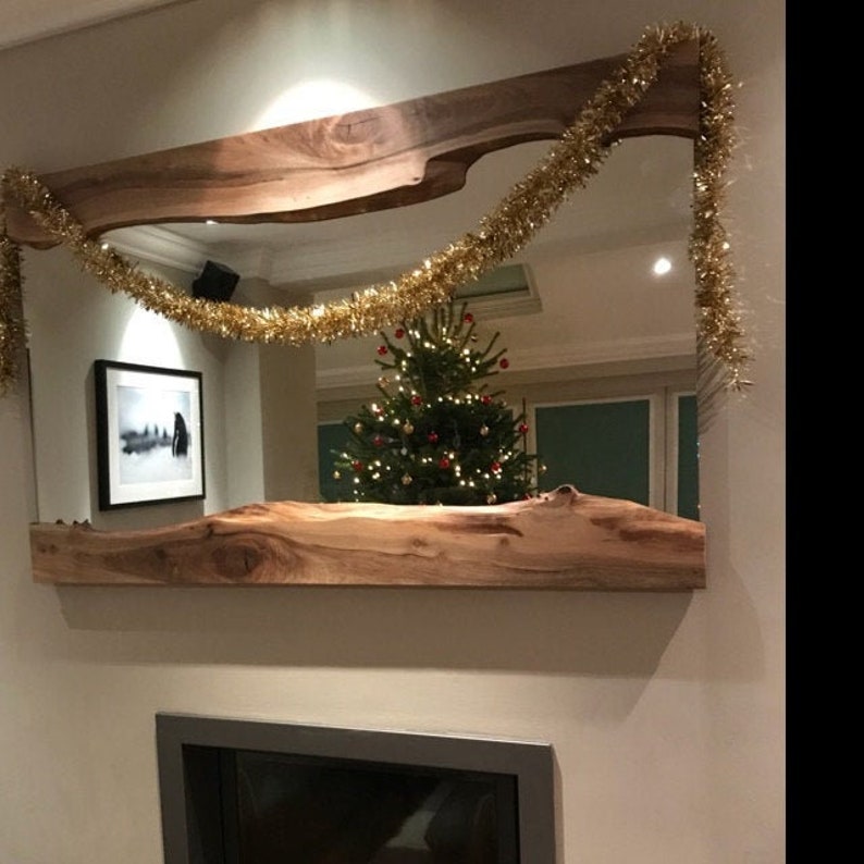 Espejo de pared moderno - Espejo de madera con borde natural imagen 8