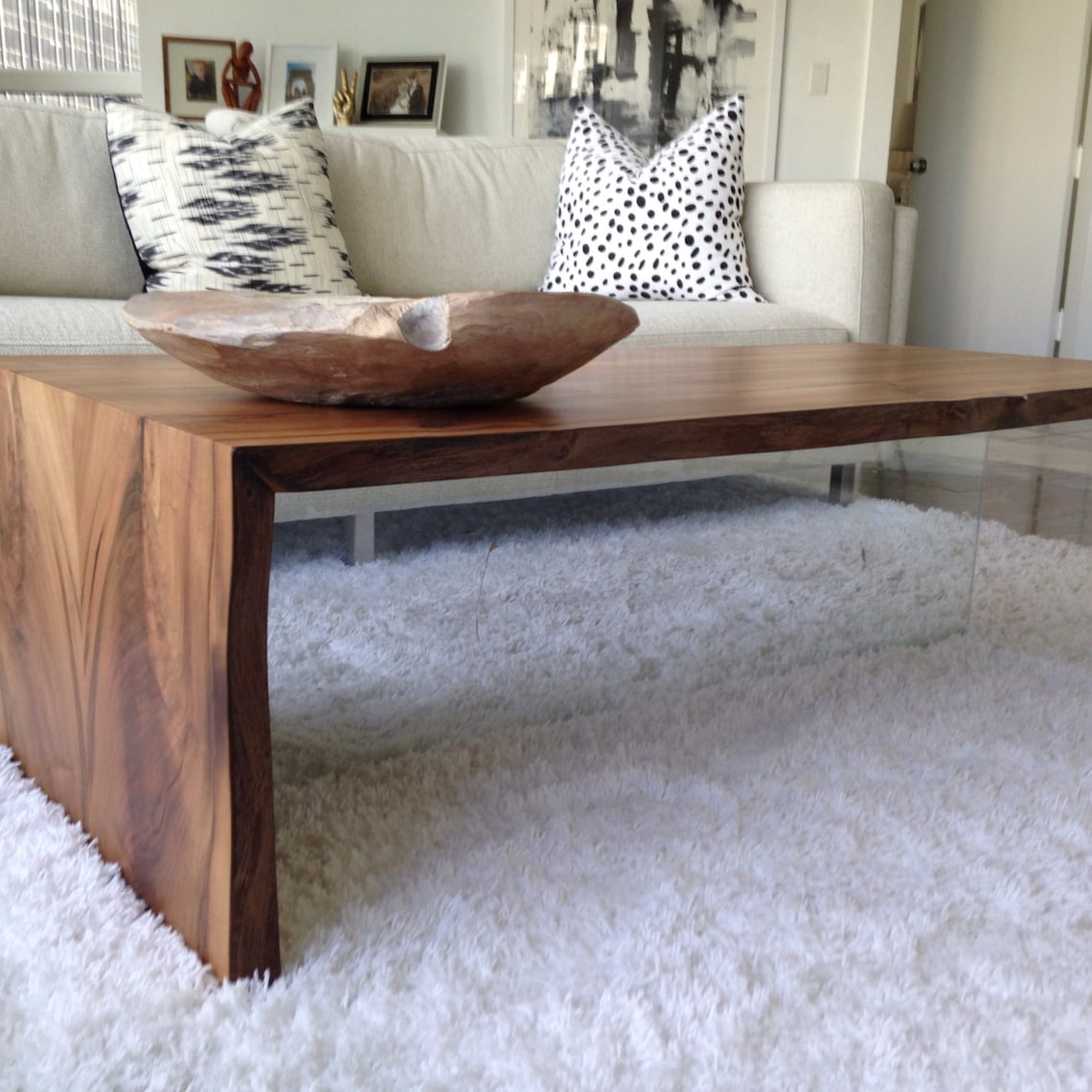 Wood Coffee Table Floating and Rustic Design With Live Edge Etsy