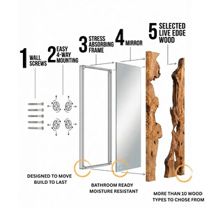 Modern Vanity Mirror, Bathroom Live Edge Mirror image 2