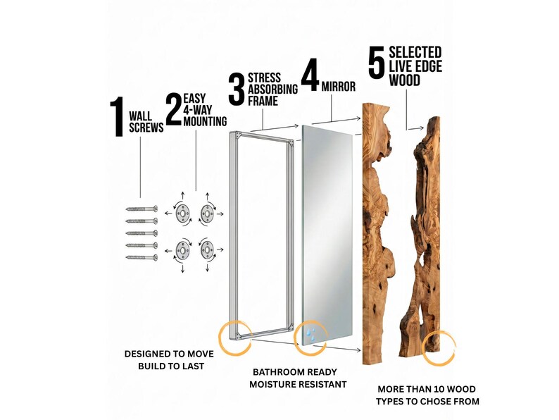 Modern Vanity Mirror, Bathroom Live Edge Mirror image 2