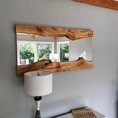 Live Edge Pippy Oak Wood Wall Mirror Etsy UK