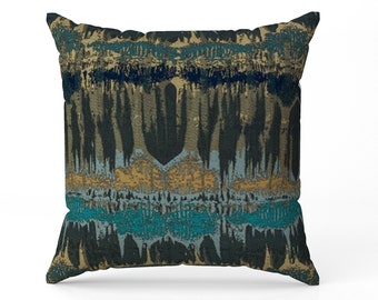 HANDMADE cushion cover Inca aztec abstract teal blue 16" 18" 20" 22" 24"