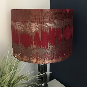HANDMADE LAMP SHADE abstract inca Aztec red gold cream lamp shade drum