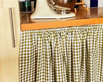 HANDMADE BESPOKE under sink curtain Rod pocket curtains gingham stripe farmhouse hideaway green pink blue beige