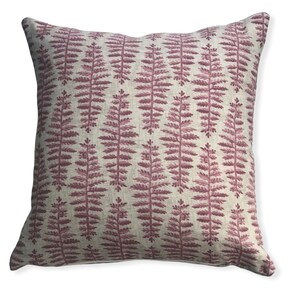 HANDMADE cushion cover fernia dusky pink leaf fern botanical red 16" 18" 20" 22" 24"