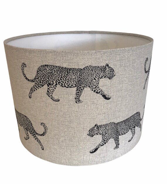 HANDMADE BESPOKE LAMPSHADE cream natural leopard black drum lamp shade
