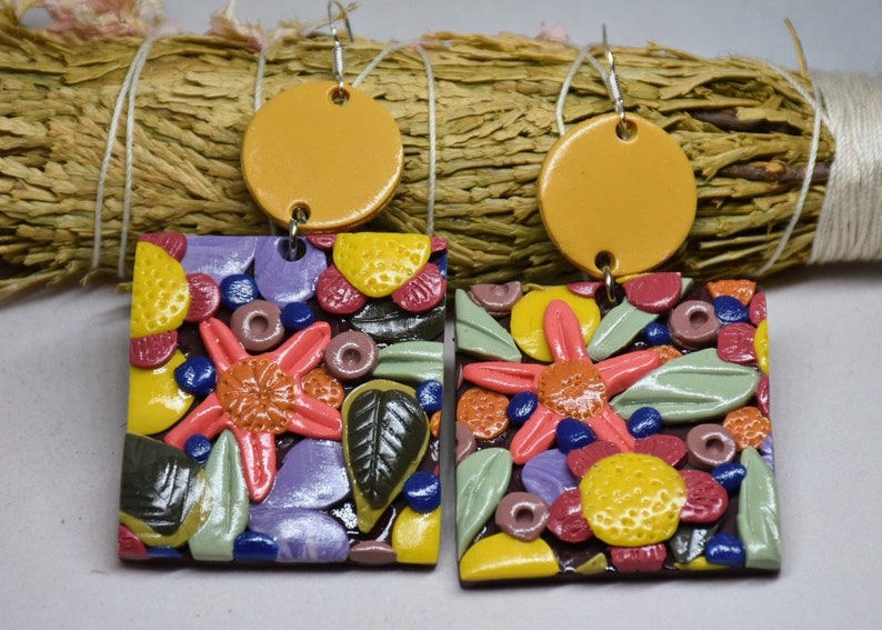 Floral Polymer Clay Earrings