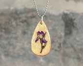Spring Flower Jewelry - Purple Iris Wood Pendant Necklace - Creative Mother’s Day Gift
