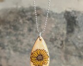 Sunflower Pendant Necklace - Hand Painted Wood & Resin Artistic Floral Jewelry for Nature Lovers - Ideal Springtime Gift