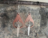 Abstract Mushroom Dangle Earrings - Midcentury Geometric Design - Fantastic Fungi Chic Accessory - Unusual Gift for Her
