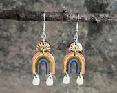 Spring Rainbow Dangle Earrings Colorful Boho Jewelry Sun and Rain Drop Earrings Great Gift for Her