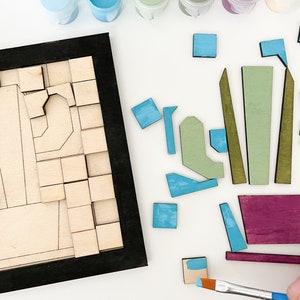 Paint Your Own DIY Barn Quilt Kit - Mosaic Wood Succulent Pattern Block, Creative Home Decor Project, Perfect Gift for Crafters